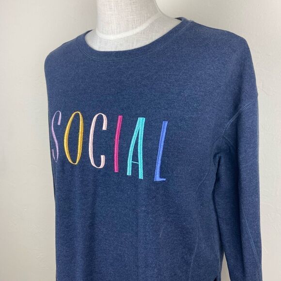 Wildfox ‘Social’ Statement Crewneck Sweatshirt - Navy - Picture 3 of 7
